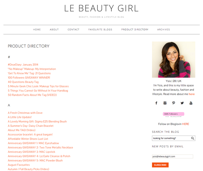 Product Directory Le Beauty Girl